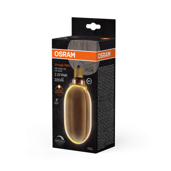 OSRAM LED Lampe VINTAGE 1906 CLASSIC GLOBE O - SHAPE Filament 4W 818 Gold E27 Dimmbar Warmweiss 4058075846005