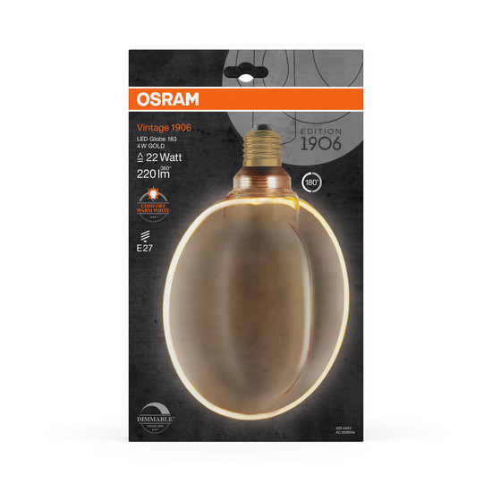 OSRAM LED Lampe VINTAGE 1906 CLASSIC GLOBE O - SHAPE Filament 4W 818 Gold E27 Dimmbar Warmweiss 4058075846043