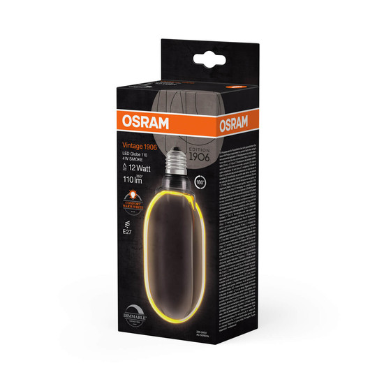 OSRAM LED Lampe VINTAGE 1906 CLASSIC GLOBE O - SHAPE Filament 4W 818 Smoke E27 Dimmbar Warmweiss 4058075846081