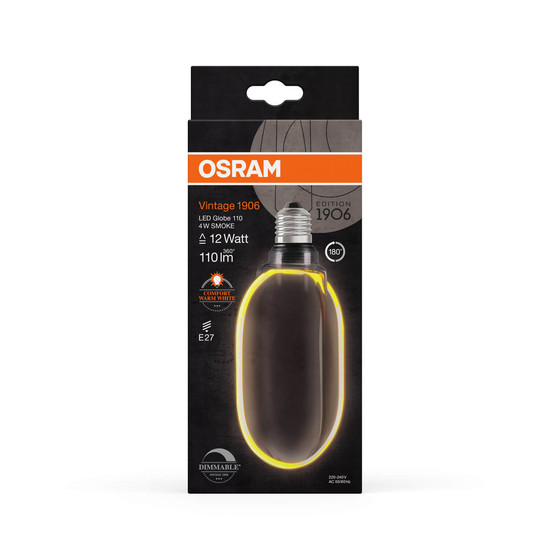 OSRAM LED Lampe VINTAGE 1906 CLASSIC GLOBE O - SHAPE Filament 4W 818 Smoke E27 Dimmbar Warmweiss 4058075846081