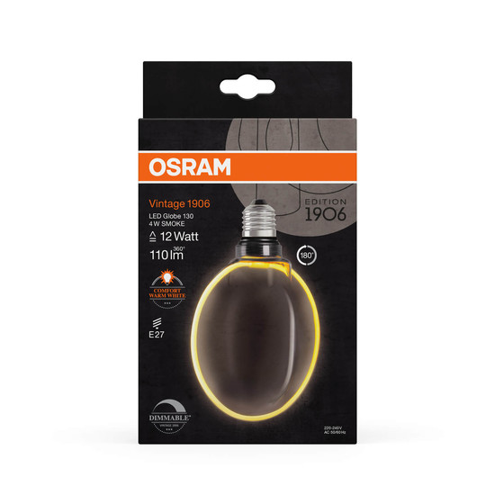 OSRAM LED Lampe VINTAGE 1906 CLASSIC GLOBE O - SHAPE Filament 4W 818 Smoke E27 Dimmbar Warmweiss 4058075846104