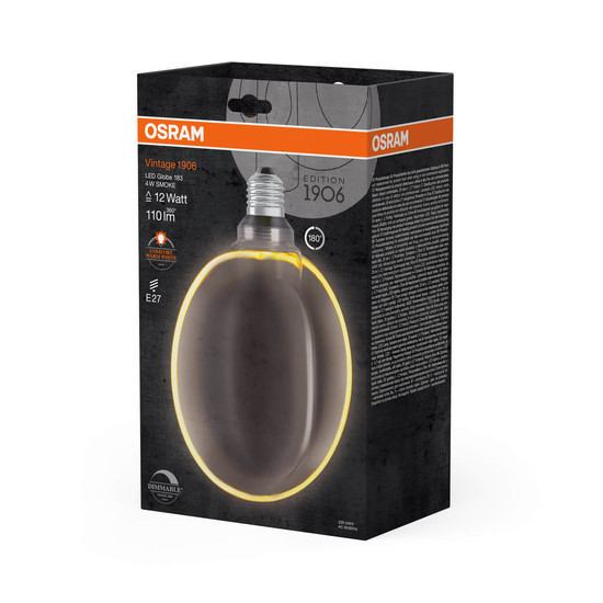 OSRAM LED Lampe VINTAGE 1906 CLASSIC GLOBE O - SHAPE Filament 4W 818 Smoke E27 Dimmbar Warmweiss 4058075846128