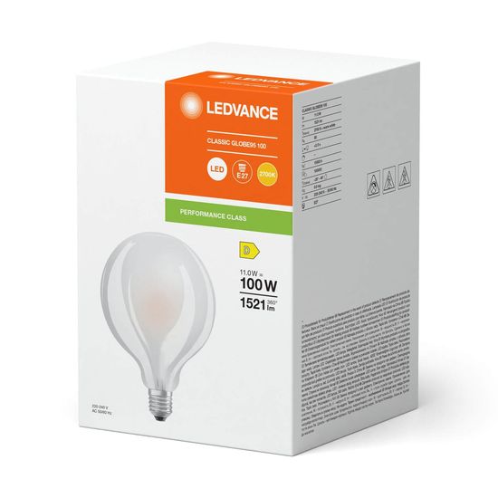 LEDVANCE LED CLASSIC GLOBE 11W 827 gefrostet E27 Lampe 1521lm 2700K warmweiss wie 100W 4099854062865