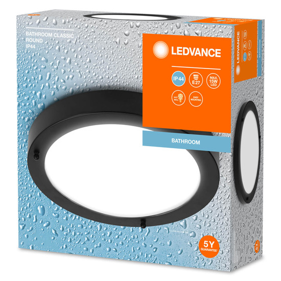 LEDVANCE Deckenleuchte Bathroom Ceiling Luminaire IP44 E27 31cm E27 Black 4099854103339