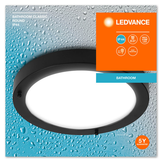 LEDVANCE Deckenleuchte Bathroom Ceiling Luminaire IP44 E27 31cm E27 Black 4099854103339