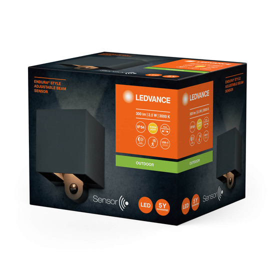 LEDVANCE LED Außenleuchte Endura Style Sensor USB Adjustable Beam Dark Gray Warmweiss 4099854185403