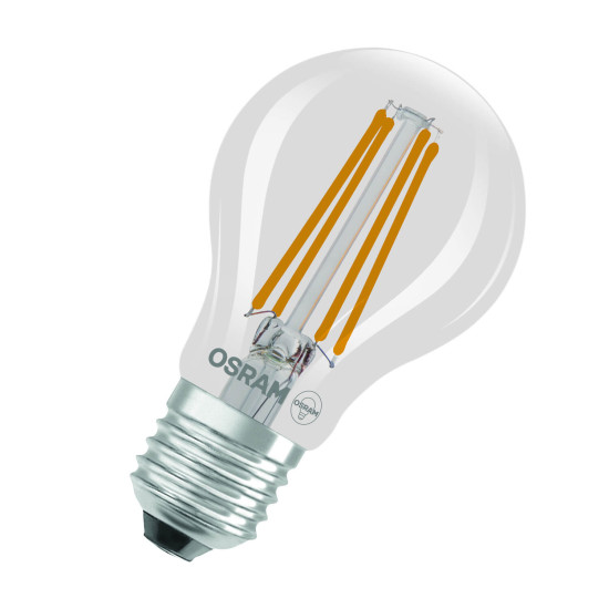 OSRAM LED Lampe LAMPS ENERGY CLASS A höchste Energieeffizienzklasse A Filament CLASSIC A 2.2W 827 Clear E27 Warmweiss 4099854236129