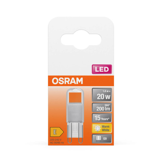 OSRAM LED Lampe PIN G9 1.8W 827 Clear G9 Warmweiss 4099854247972