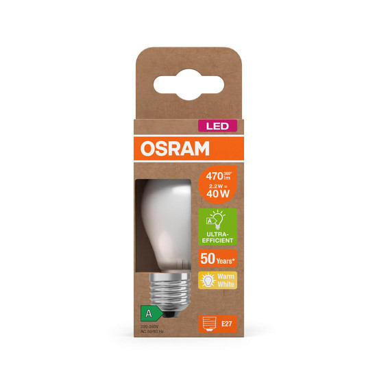 OSRAM LED Lampe CLASSIC P höchste Energieeffizienzklasse A 2.2W 827 Frosted E27 Warmweiss 4099854255779