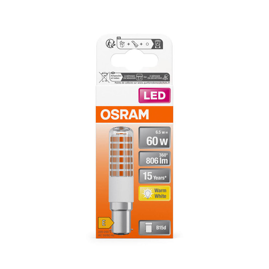 OSRAM LED Lampe SPECIAL T SLIM 6.5W 827 Clear B15d Warmweiss 4099854266706