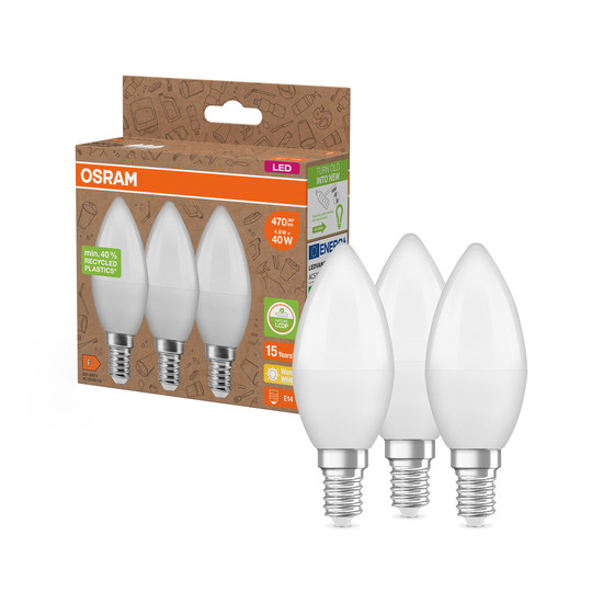 OSRAM LED Leuchtmittel LED PCR LAMPS WITH CLASSIC B 4.9W 827 Frosted E14 Warm weiß 4099854340314