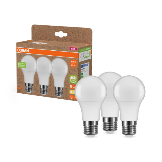 OSRAM LED Leuchtmittel LED PCR LAMPS WITH CLASSIC A 8.5W 827 Frosted E27 Warm weiß 4099854340338