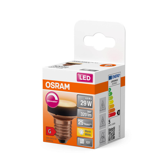 OSRAM LED Lampe superflach und superklein FLAT dimmbar 4.5W E27 Frosted Milchglas Warmweiss 4099854356926