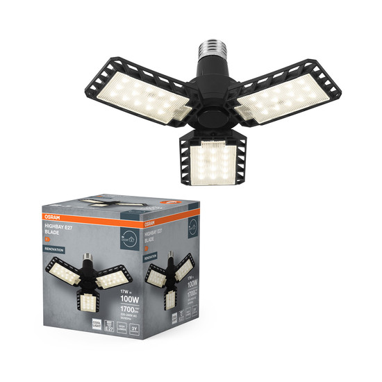 OSRAM LED Hallenleuchte Highbay Blade E27 17W 840 E27 Black 4099854429255