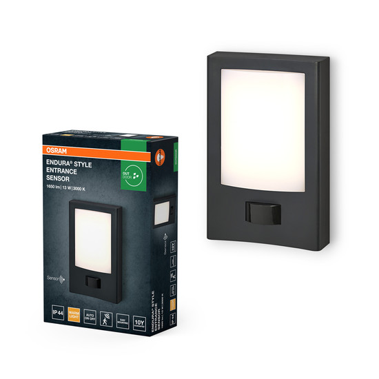 OSRAM LED Aussenleuchte Endura Style Entrance Sensor Dark Gray Warm weiß 4099854444432