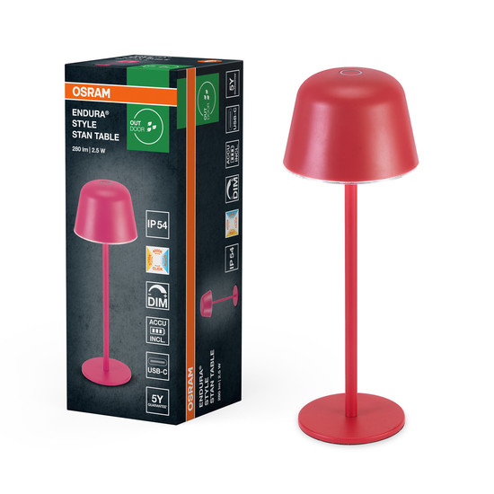 OSRAM LED Aussenleuchte Endura Style Table CCT USB Magenta Dimmbar Warm weiß,Kalt weiß,Kaltes Tageslicht 4099854445224