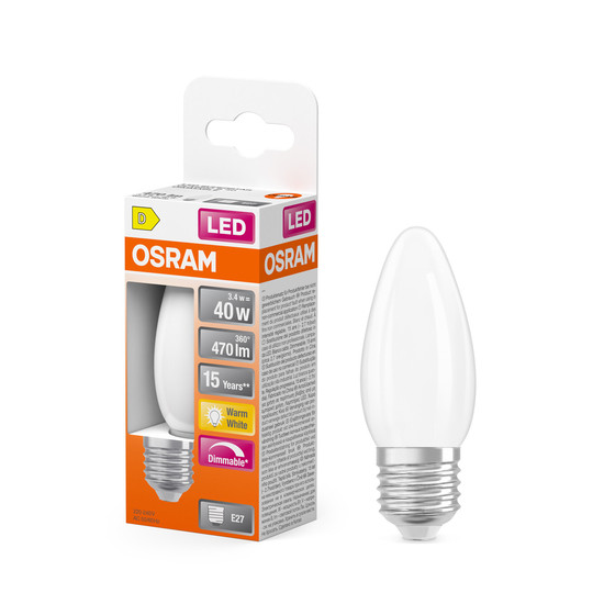 OSRAM LED Leuchtmittel LED Retrofit CLASSIC B DIM 3.4W 827 Frosted E27 Dimmbar Warm weiß 4099854445699