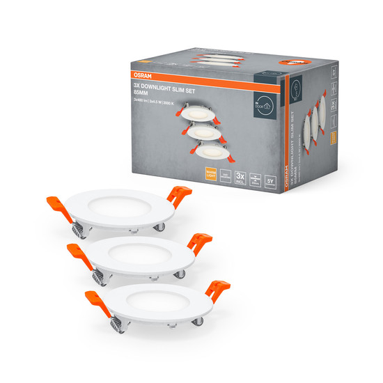 OSRAM LED Einbauleuchte LED SPOT AND DOWNLIGHT RECESS SLIM 3 x 85mm 3000K Warm weiß 4099854445866