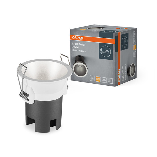 OSRAM LED Deckenleuchte LED SPOT RECESS TWIST PRO 70mm 5W 3000K White Silver Warm weiß 4099854446214