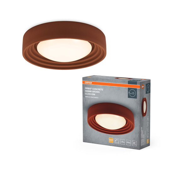 OSRAM LED Deckenleuchte Orbis Concrete 400MM 18W 830 Click Dim Brown Dimmbar Warm weiß 4099854446719