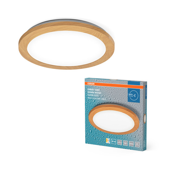 OSRAM LED Aussen-Deckenleuchte Orbis Disc 30CM 22W Click CCT IP44 Wood Decor Warm weiß,Kalt weiß 4099854446856