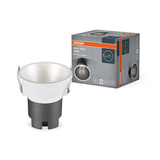 OSRAM LED Deckenleuchte LED SPOT RECESS TWIST PRO 93mm 10W 4000K White Silver Neutralweiss 4099854447099