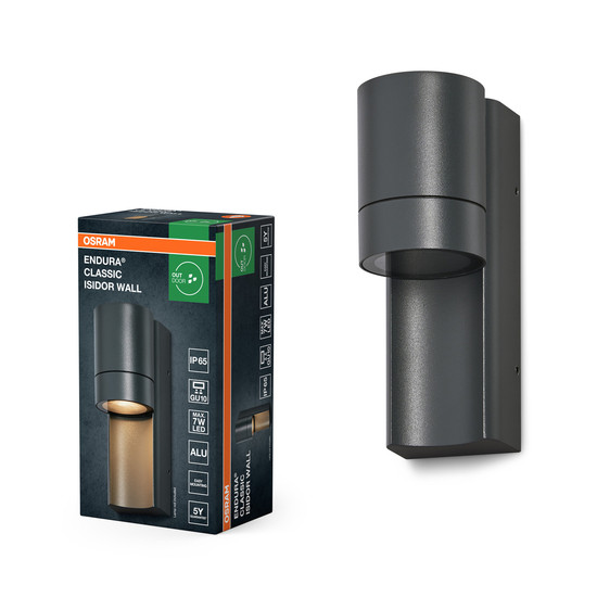 OSRAM Aussenleuchte Endura Classic IP65 GU10 Isidor Wall Dark Gray 4099854447327