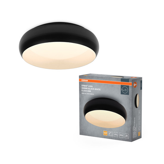 OSRAM LED Deckenleuchte Orbis Livia 300MM 16W 830 Click DIM Black and White Dimmbar Warm weiß 4099854448164