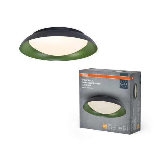 OSRAM LED Deckenleuchte Orbis Plate 430MM 35W 830 Click DIM Black and Green Dimmbar Warm weiß 4099854449925