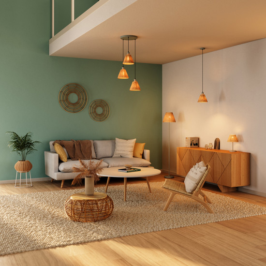 OSRAM Tischleuchte Decor Raffia Table E27 Green 4099854454967