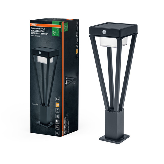 OSRAM LED Aussenleuchte ENDURA STYLE SOLAR BOUQUET 50cm Post Sensor 6W Black Warm weiß 4099854455650