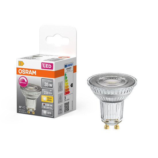 OSRAM LED Leuchtmittel LED SUPERSTAR PAR16 2.4W 927 GU10 Dimmbar Warm weiß 4099854457036
