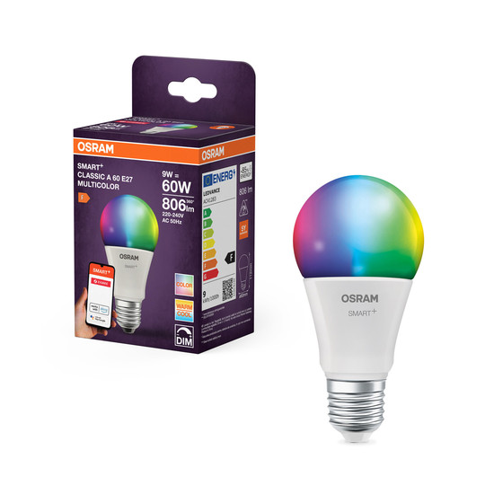 OSRAM LED Leuchtmittel SMART+ Classic Multicolour 9W 220V RGBTW FR E27 Dimmbar RGBTW 4099854460333