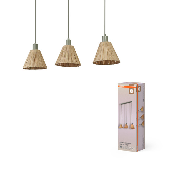 OSRAM Pendelleuchte Decor Raffia Pendant Linear 3XE27 Green 4099854461187