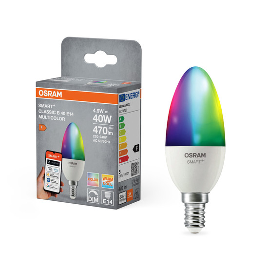 OSRAM LED Leuchtmittel SMART+ MATTER CLASSIC shapes Multicolor  4.9W 827...865 Multicolor E14 Dimmbar RGBTW 4099854461330