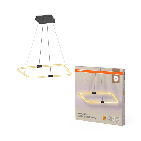 OSRAM LED Pendelleuchte Decor Tetragon Pendant 18W 830 Click DIM Dimmbar Warm weiß 4099854461729