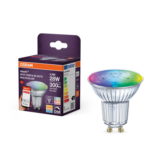 OSRAM LED Leuchtmittel SMART+ Spot GU10 Multicolour 4.9W 220V RGBTW GU10 Dimmbar RGBTW 4099854461859