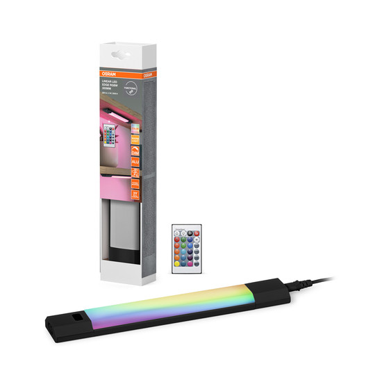 OSRAM LED Unterbauleuchte LINEAR EDGE SENSOR RGBW 30cm RGBW DIM Black Remote Control Dimmbar Warm weiß 4099854463013