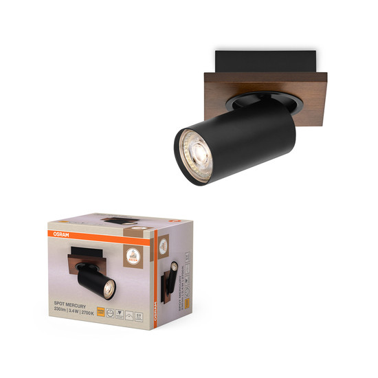 OSRAM LED Deckenleuchte DECOR SPOT MERCURY BLACK 1x3.4W 927 DIM Dimmbar Warm weiß 4099854471070