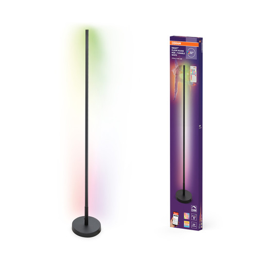 OSRAM LED Stehleuchte SMART WIFI FLOOR ROUND WITH REMOTE CONTROL Black RGB + TW + RC Dimmbar Tunable White 4099854472176