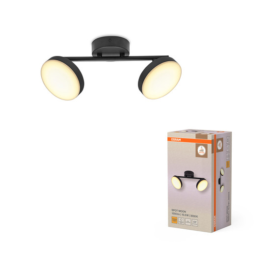 OSRAM LED Deckenleuchte DECOR SPOT MOON 2Spot 10.5W 830 Black Warm weiß 4099854472237