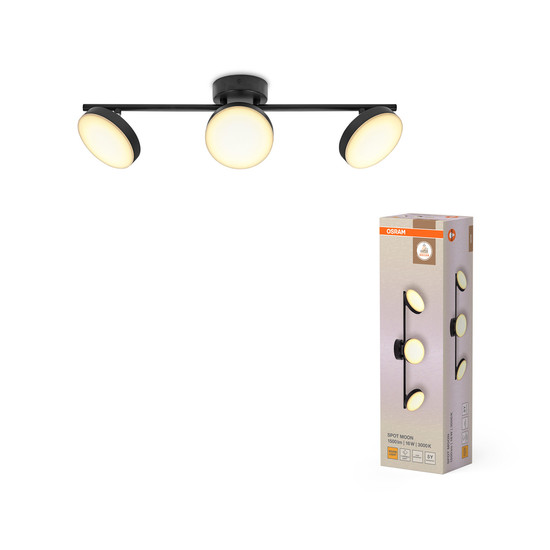 OSRAM LED Deckenleuchte DECOR SPOT MOON 3Spot 16W 830 Black Warm weiß 4099854472275