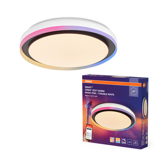 OSRAM LED Deckenleuchte Smart+ Orbis Ceiling ZEST MAGIC RGB 500mm Black Dimmbar RGBTW 4099854472350