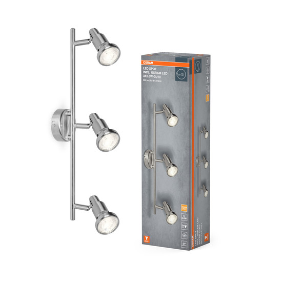 OSRAM LED Spotleuchte LED SPOT BRUSHED SILVER GU10 3 x 2.6W 2700K Warm weiß 4099854473562