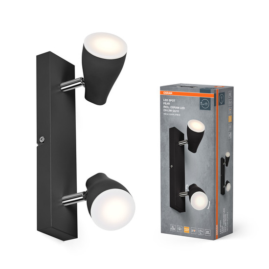 OSRAM LED Spotleuchte LED SPOT PEAR BLACK 2 x 4.3W 2700K GU10 Warm weiß 4099854473944