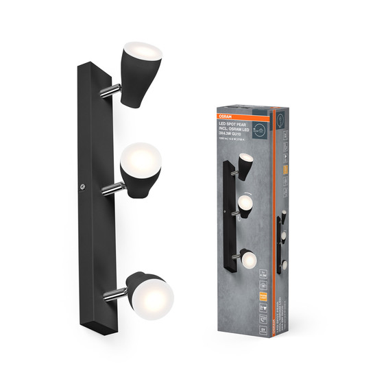 OSRAM LED Spotleuchte LED SPOT PEAR BLACK 3 x 4.3W 2700K GU10 Warm weiß 4099854473968