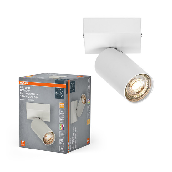 OSRAM LED Deckenleuchte LED SPOT OCTAGON WHITE 1x3.4W 927 DIM Dimmbar Warm weiß 4099854474118