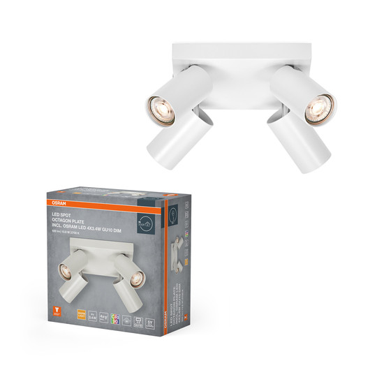 OSRAM LED Deckenleuchte LED SPOT OCTAGON WHITE Plate 4x3.4W 927 DIM Warm weiß 4099854474187