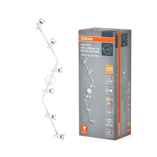 OSRAM LED Deckenleuchte LED SPOT WHITE 6 X 3.4W 927 DIM Dimmbar Warm weiß 4099854474613