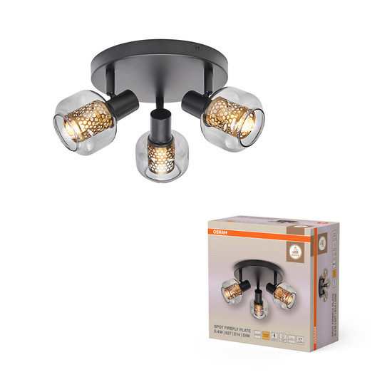 OSRAM LED Deckenleuchte DECOR SPOT FIREFLY 3X2.8W E14 Black Dimmbar Warm weiß 4099854474637